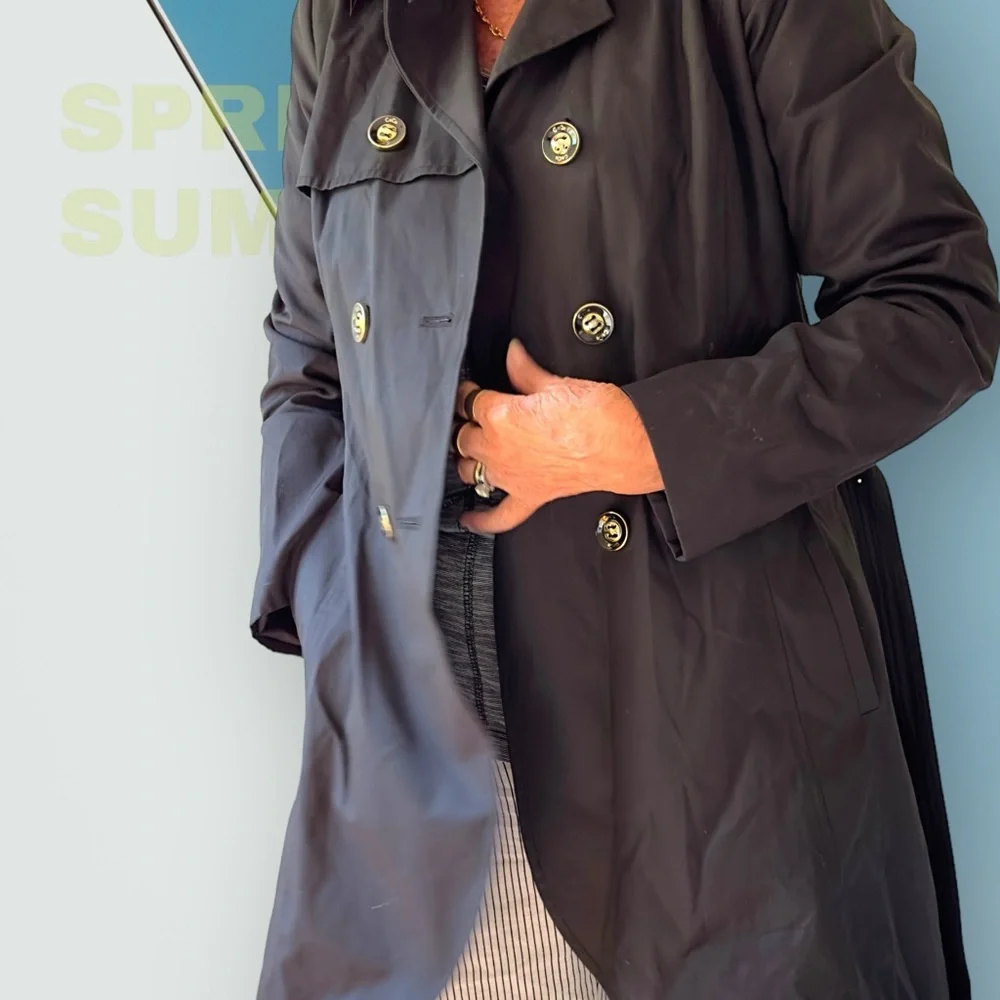 Luxurious Black Trench Coat by CeCe - Picture 14 of 16